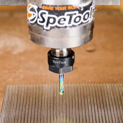 SpeTool Aluminum Milling Cutter 6 mm Shank Single Cutter Solid Carbide Milling Cutter End Milling Cutter Aluminum 22 mm Cutting Length with DLC Coating CNC Milling Cutter Wood for Aluminum Acrylic Brass Pack of 2