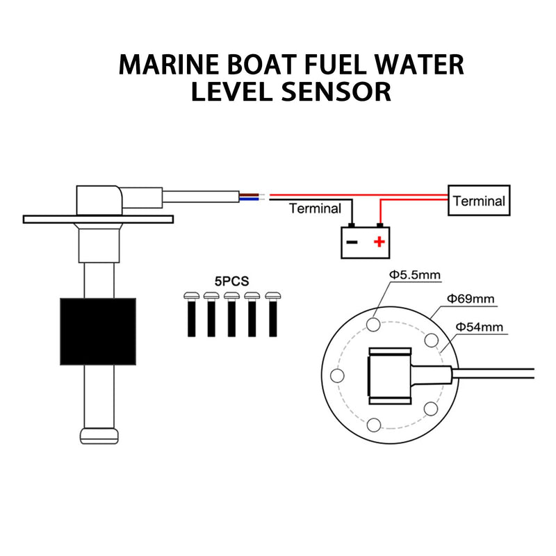 Geloo Level Sensor, Stainless Steel Fuel Sending Unit Water Level Indicator Sensor Car Fuel Water Level Sensor for Fuel Water Gauge 0~190 Ohm (250MM) 250MM