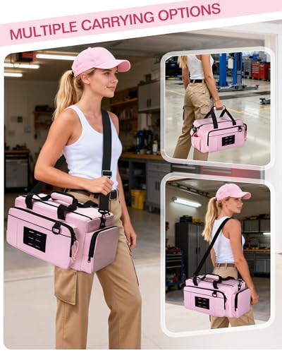 Pink Tool Bag for Women, 16 Inches Tool Storage Organizer Box