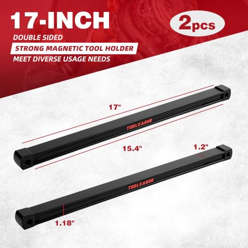 TOOLEAGUE 17" Double Sided Magnetic Tool Holder, Magnetic Tool Bar, 110LB 17"（2Pcs)