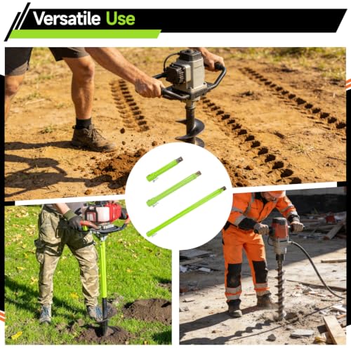 3 Pcs Auger Extension Drill Bits Set, 3/4" Shaft, Green, 7.7/11.4/19.3 in