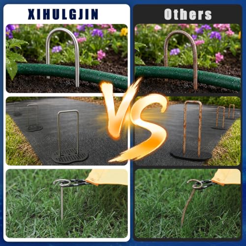 151 Pcs Landscape Fabric Stakes,3 Types Galvanized Ground Staples