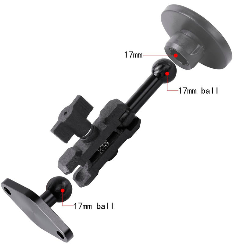 Aluminum AMPS to 17mm Ball Adapter with Extension Rod for Car Phone Holder, Drill Mount Ball Plate Base Meets Industry Standard AMPS Hole Pattern,Compatible with Garmin GPS Nuvi Dezl Drive Zumo RV