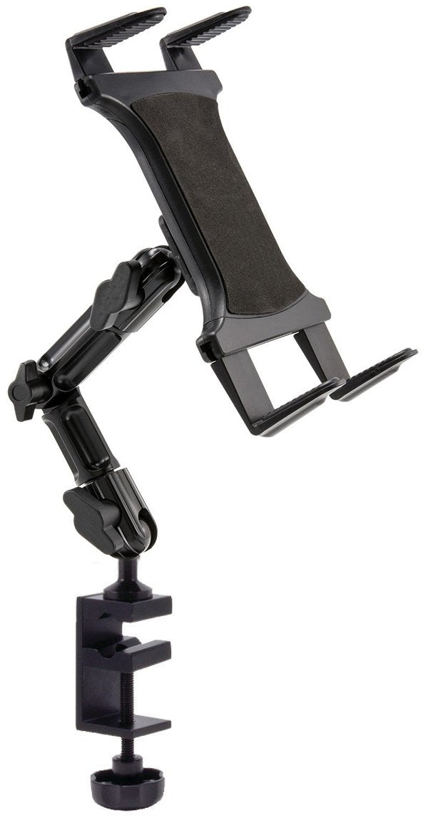 ChargerCity Heavy Duty 4-Way Adjust Aluminum Alloy Pole/Bar Cymbal Mic Microphone Stand Podium Tablet Holder Clamp Mount for iPad Pro Air Mini Galaxy Tab Surface Book Pro Pixel