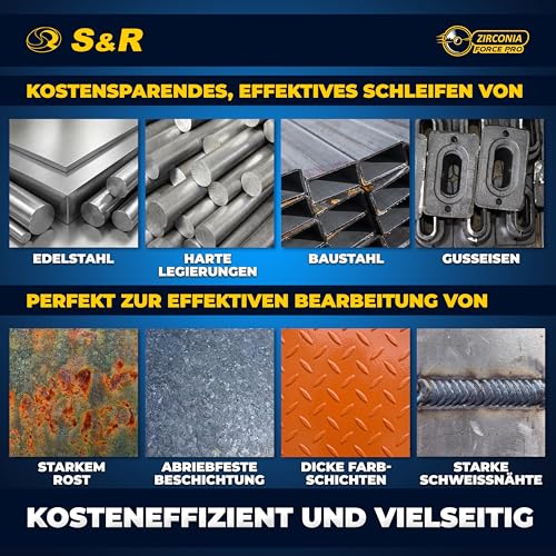 S&R Flap Disc Set, 125 x 22.23 mm, Pro Zirconia, T29, Lamellar Grinder, Grinding Disc Set for Steel, Stainless Steel Grit P80