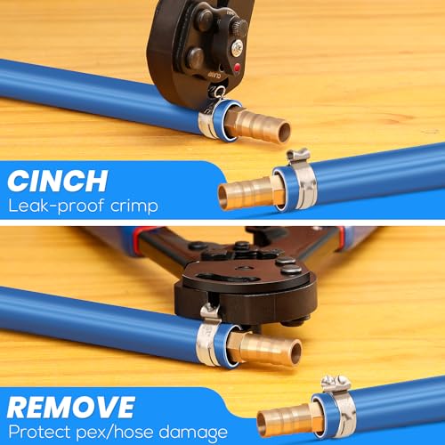OURU PEX Crimping Tool Kit, Cinch & Remove, 3/8" to 1",PEX Cutter & Clamps Crimper + Cutter + 35 Clamps