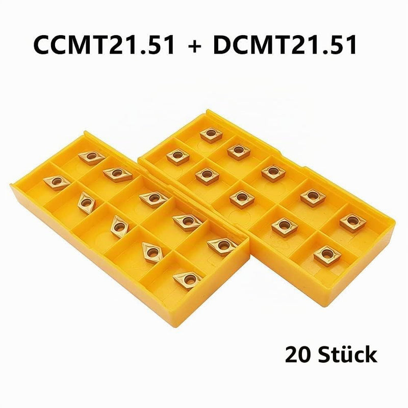 CCMT21.51 CCMT060204 DCMT21.51 DCMT070204 Carbide Turning Inserts CCMT Insert DCMT Insert Multilayer Coated Turning Inserts Replacement Inserts for Lathe Rotary Tool Holder Drill Rod 20pcs