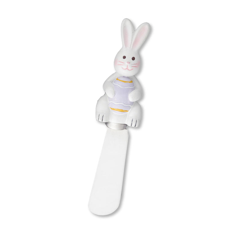 Wine Things Easter Bunny Cheese Spreaders, Hand-Painted Resin Handles with Stainless Steel Blades for Spreading Cream Cheese, Butter, and Jam, Assorted Designs, Set of 4
