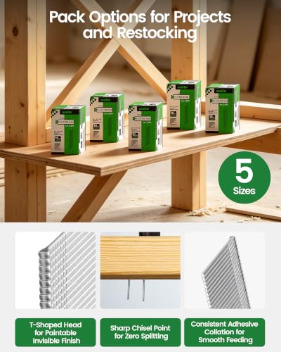 meite 16 Gauge Finish Nails 1-1/2 Inch Galvanized 20 Degree Angled 2,000PCS 1 Box (2,000PCS)