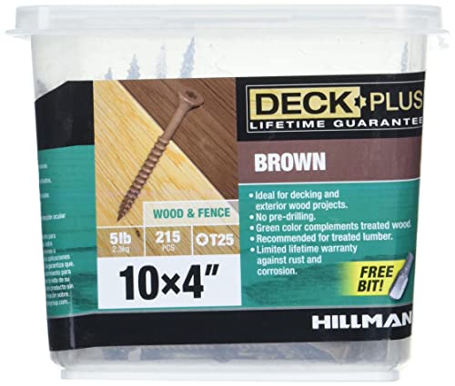 Deck Plus Deck Screws, #10 x 3 Self Drilling, Green, 5 lb & Deck Plus Wood Screws, Brown, 4" x #10, 5 lb