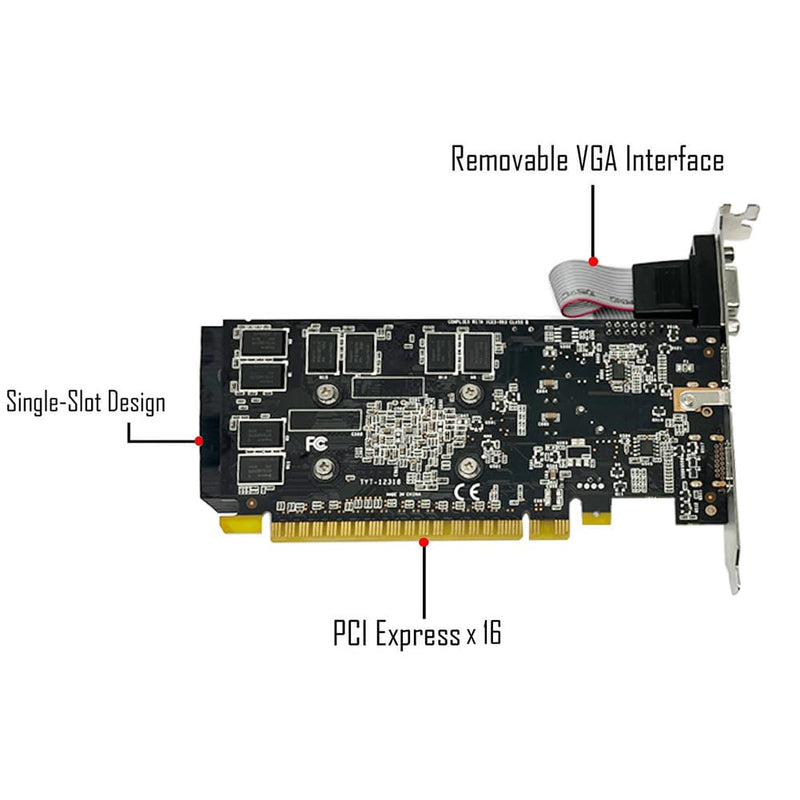 GT 730 2GB DDR3 128-bit, Dual HDMI, VGA, Low Profile Graphics Card, PC Video Card, Computer GPU for Working, Low Power, PCI Express x16, DirectX 11 2G-2HDMI+VGA