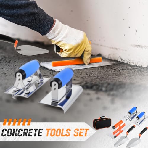 MorningRo 6 Pcs Masonry Tools Set, Cement Trowel Edger Groover with Bag