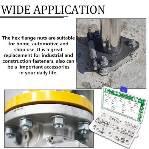 304 Stainless Hex Flange Nuts, Spring Lock Washer and Flat Washer Assortment