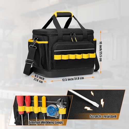 Rexmica Small Tool Bag 12-Inch Tool Tote Bag with EVA Hard Bottom
