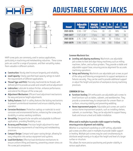 HHIP-3901-0078 Adjustable Screw Jacks (Various Adjustable Ranges 23-30mm to 100 to 140mm) Adjustable Range 70-100mm