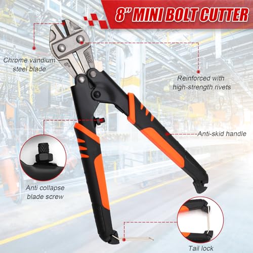3 Piece Heavy Duty Bolt Cutter Set All in One Metal Cutting Kit 14 Inch Chain Cutter 8 Inch Mini Wire Pliers 7 Inch Cable Shear Complete Tool Set for Fencing Locks Wires DIY 3-pcs