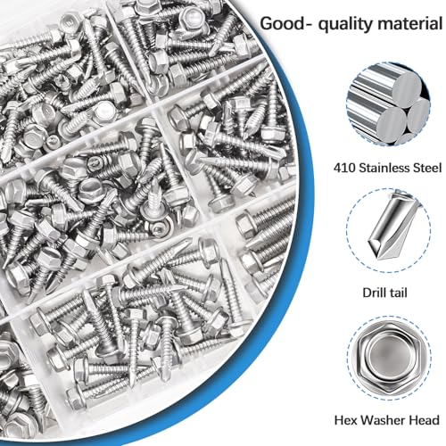 mxuteuk 390PCS #8,#10,#12 Self Tapping Screws+1095PCS Self Tapping Screws Assortment Kits, #8#10 410 Stainless Steel Truss Head Self Drilling Screws and M2 M3 M4 Carbon Steel Phillips Pan Head
