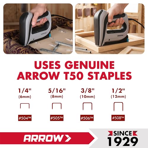Arrow T50ACD Heavy Duty Electric Staple Gun, Fits 1/4" to 1/2" Staples Multi