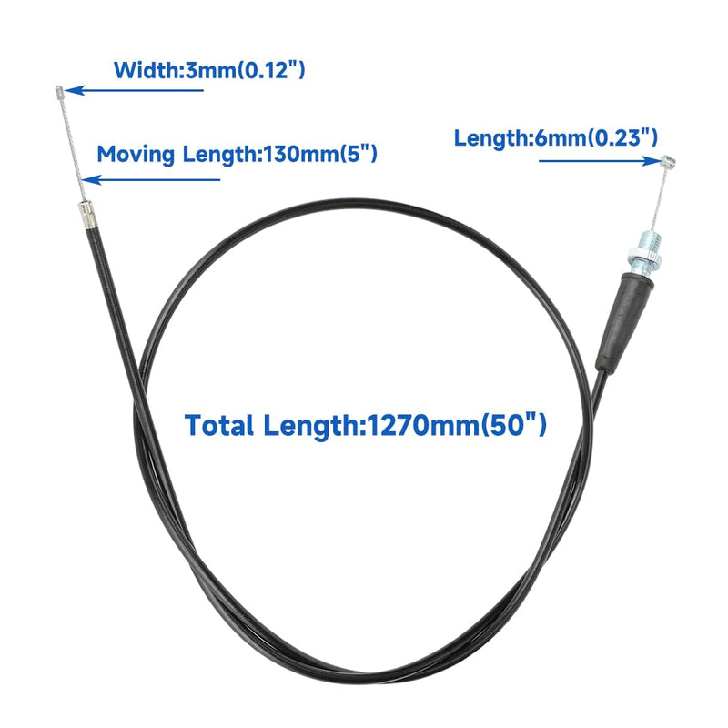 HIAORS 50 inch Throttle Cable for CT200U Mini Baja MB165 196cc 5.5hp MB200 200cc 6.5hp Pit Bike Heat Warrior MOTOVOX MBX10 MBX11 Parts Black