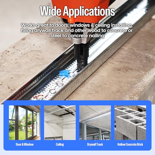 meite 12 Gauge Concrete Nail Drive Pins 7/8 Inch, Plastic Collated 1,000PCS 1 Box 7/8" Concrete Nails