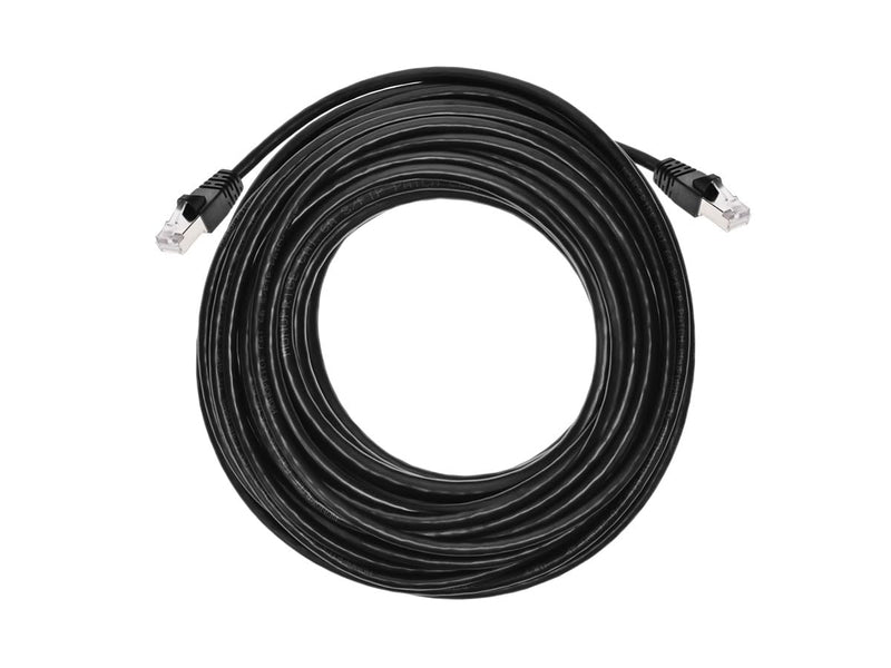 Monoprice Cat6A 50ft Black Patch Cable Double Shielded (S/FTP) 26AWG 10G Pure Bare Copper Snagless RJ45 Fullboot Series Ethernet Cable 50 Feet