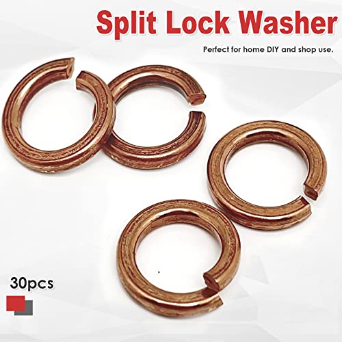 30pcs Copper Split Lock Washer Split Ring Spring Washer Fastener(M6)