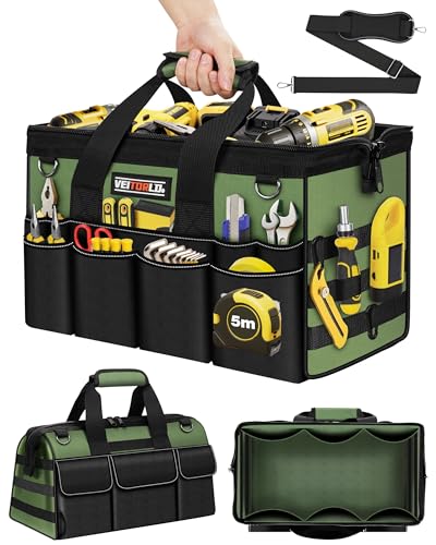 Heavy Duty Tool Bag 16-Inch - 19 Pockets Tool Organizer, Tool Roll Up Bag, Gifts for Men Dad Husband Him Christmas, Mens Stocking Stuffers