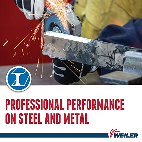 Weiler 31409 Wolverine 4-1/2" x 5/8"-11 UNC NUT Abrasive Flap Disc, 60 Grit Zirconia Alumina, Flat Type 27, Phenolic Backing, Standard Density (Pack of 10) Value Steel / Metal