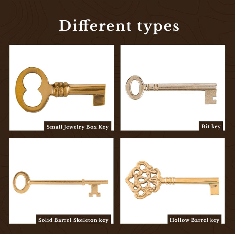 Solid Brass Skeleton Key w/Double Notched Bit - for House Doors with Mortise Locks | UA-51SK (2)