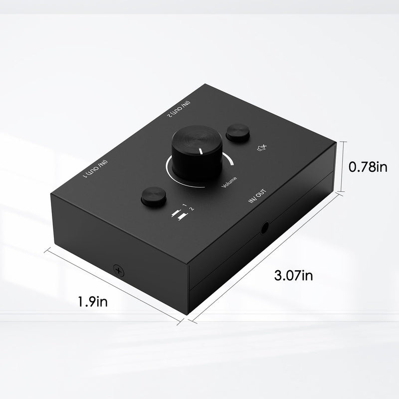 3.5mm Audio Selector Audio Switcher, Speaker Switch, AUX Switch Box, AB Switcher Selector, Bi-Directional (3.5mm 1In-2Out/2In-1Out) 2in-1out 3.5mm Audio Switch