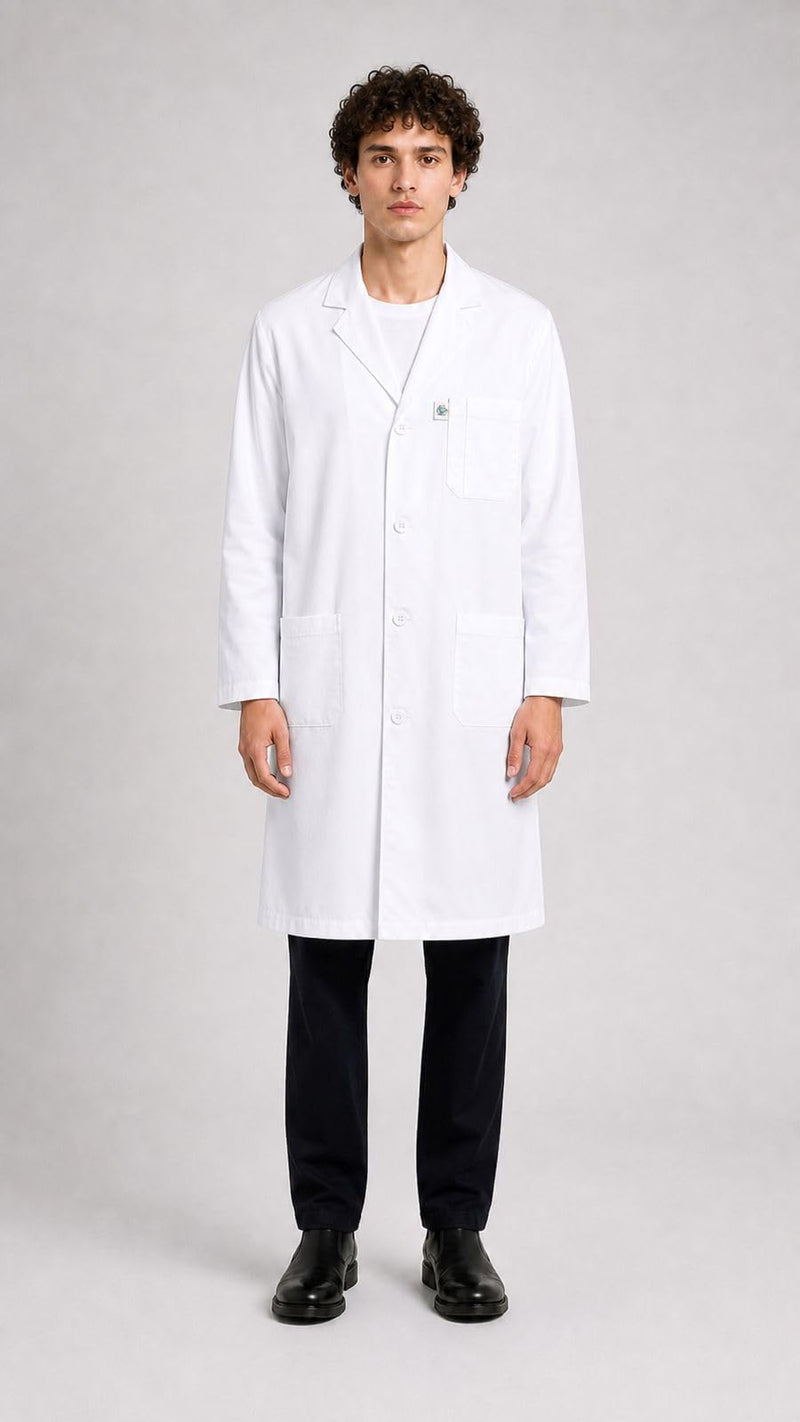 DR Uniforms Cotton Lab Coat - Unisex White Long Coat for Students and Doctors X-Large