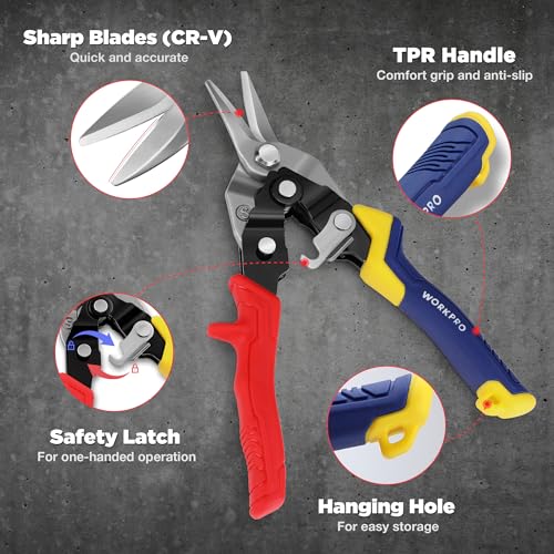 3 Piece Aviation Tin Snips Set, Metal Cutter Shear (Left, Right & Straight) Straight/Left/Right