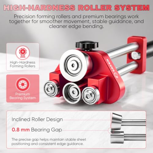 Saker One-Station Sheet Metal Bender, Sheet Bending Roller Tool Small Red