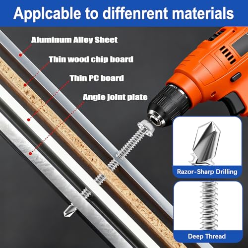Taiss 840PCS #8#10#12#14 Self Tapping Screws for Metal,410 Stainless Steel Metal High-Strength Quick Sheet Metal Screws,Hex Washer Head Self Drilling Screw with Washer+610PCS #8#10 Self Tapping Screws