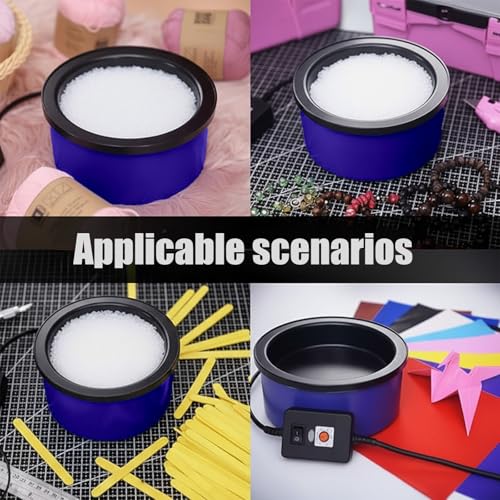 Electric Hot Glue Pot for Crafts with 1lb Pellets 225-400°F Adjustable - Blue Electric Glue Pot