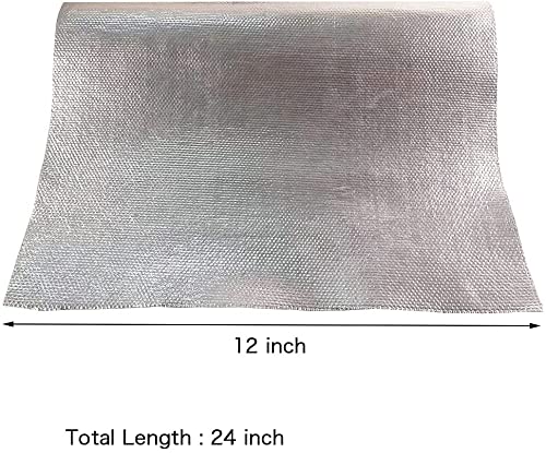 12'' X 24''Aluminized Heat Shield Mat Thermal Barrier Adhesive Backed Heat Blanket, Fiberglass Insulation Reflective Material High Temp Protection 12 x 24 Inch