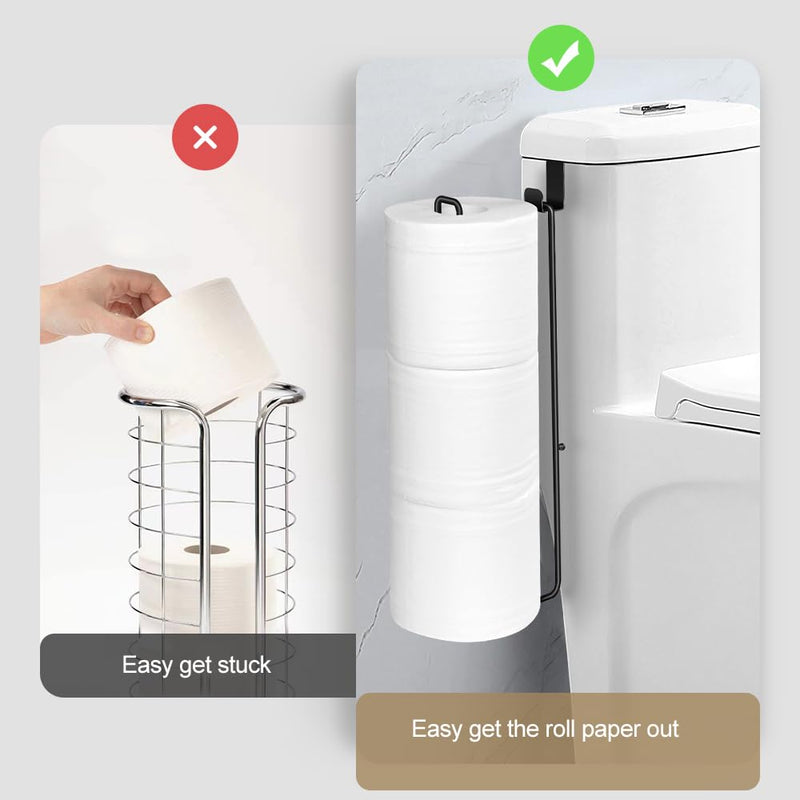 Black Bathroom Toilet Paper Roll Holder for 3 Rolls Tissue, Brushed Nickel, Over The Tank, Self-Adhesive Wall Mount, Stainless Steel (2Pcs) F:hold 3 Rolls Tissue(2pcs,black)