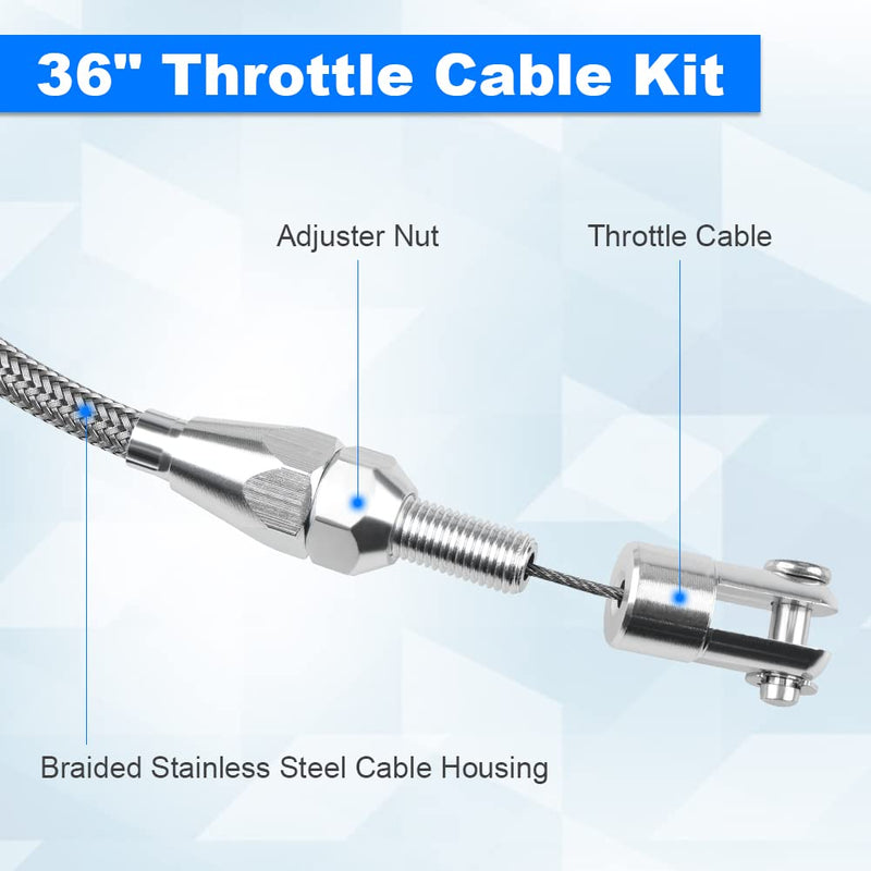 36 Inch Throttle Cable Kit LS Swap Stainless Steel Braided Compatible with 1997-2004 Chevrolet/Chevy LS1 Engines 5.7L, Compatible with 1999-2007 Chevrolet/Chevy LS1 Engines 4.8L/5.3L/6.0L