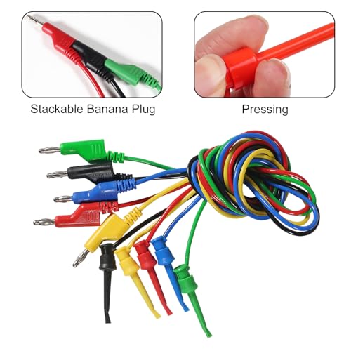 UMLIFE 10PCS Multimeter Test Lead Set Stackable Banana Plug to Test Hook Wire Cable Kit with Protective, Flexible Wire Leads 3.3Ft/1M