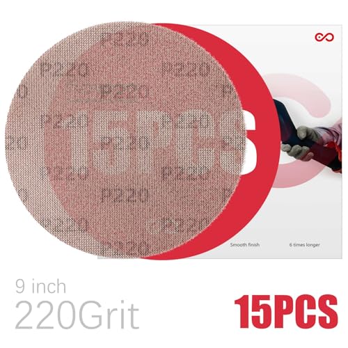 9 Inch Sanding Disc Drywall Sandpaper, Dust Free Sanding Drywall Sander Pads, 15 Pack 220 Grit