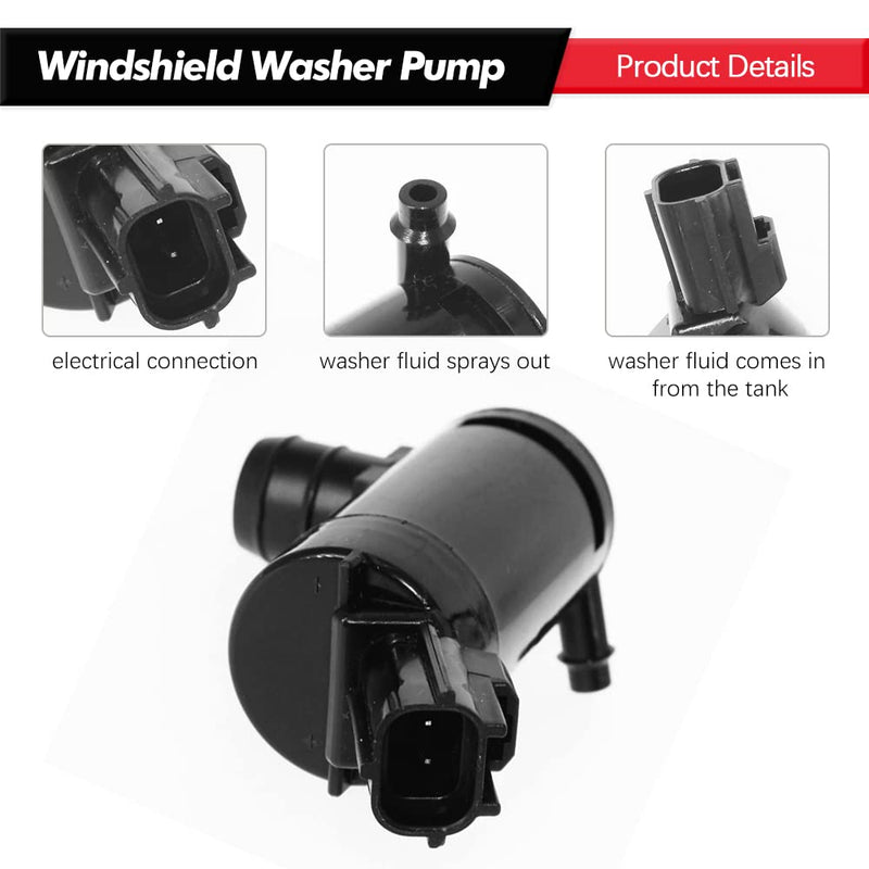 Windshield Washer Pump w/Grommet Replacement for Ford Escape, Focus, F150, F350, Mazda B2300, B2500 Mercury Monterey, Mariner Replaces OEM 7R33-17664-DA, 7L8Z-17664-A, F6SZ-17664-A