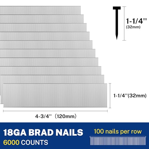 WORKPRO 18 Gauge Brad Nails, 1-1/4 Inch, 6000 Count Brad Nailer Nails