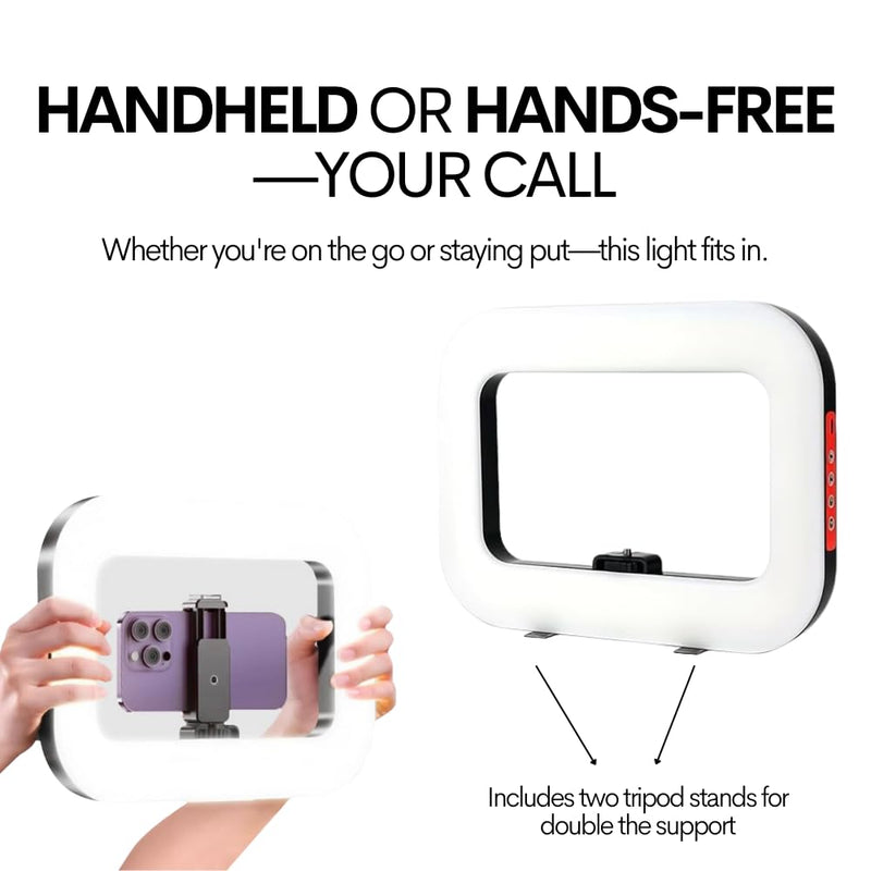 LED Content Frame - The Ultimate Content Creator Light with Soft, Adjustable Lighting & Ergonomic Handheld Design - Portable Handheld Ring Light Offers Glare-Free Clarity & Stable Control