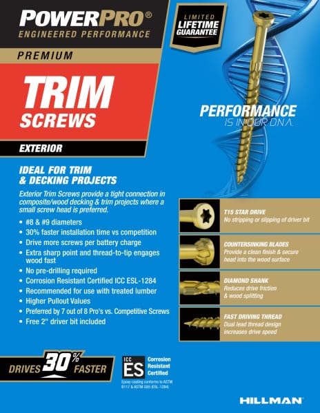Power Pro All-Purpose Wood Trim Screws, #9 x 4in, 128 Pack, Bronze #9 x 4" (Pack of 2)
