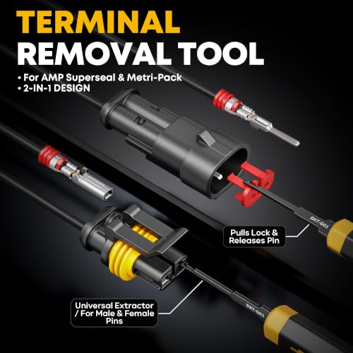 Waterproof Automotive Electrical Connectors Crimping Tool Kit, 1/2/3/4 Pin Waterproof Plugs, Ratchet Crimper for 24–14 AWG Wires, Includes Removal Tools for Car, Truck, RV, Boat Wiring Harness 1-4 Pin | 1.5mm Series