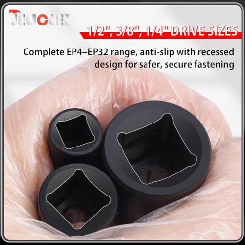 19PCS External Torx Plus Socket Set, 1/2” 3/8” 1/4'' Dr. EP Sockets 19-Piece Set