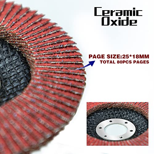 Sali 20 Pack Ceramic Flap Disc 60 Grit 4.5" x 7/8 Inch Sanding Disc Bevel Type #29 Premium and Industrial Grade Angle Grinder Grinding Wheel High Performance Edge Grinding 20.0