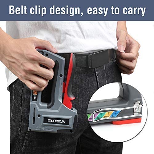 WORKPRO 6-in-1 Staple Gun, Manual Brad Nailer with 4000 Counts Staples Grey