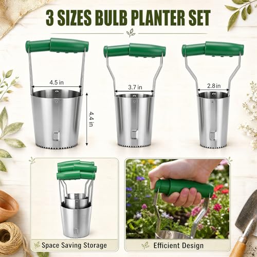 SiliFine 3 Sizes Bulb Planter Set (4.5", 3.7", 2.8") Stainless Steel