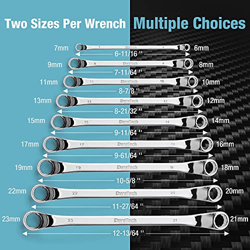 DURATECH 9-Piece Offset Box Wrench Set, Metric, 6mm-23mm 6mm to 23mm Silver